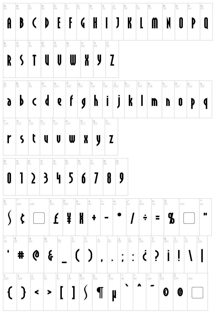 Crichton font map